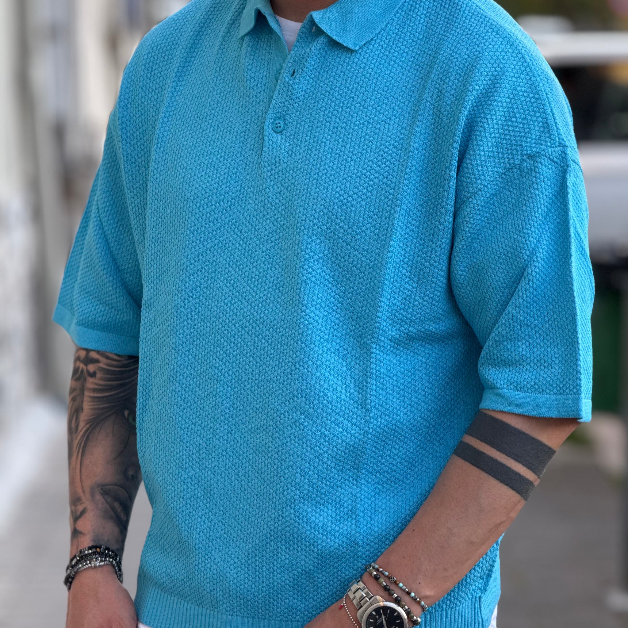 POLO OVERSIZE TURCHESE NEW JOB BRAND