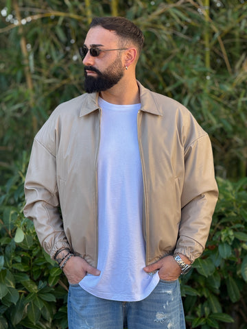 Giubbino in ecopelle imbottito  beige  over new job brand