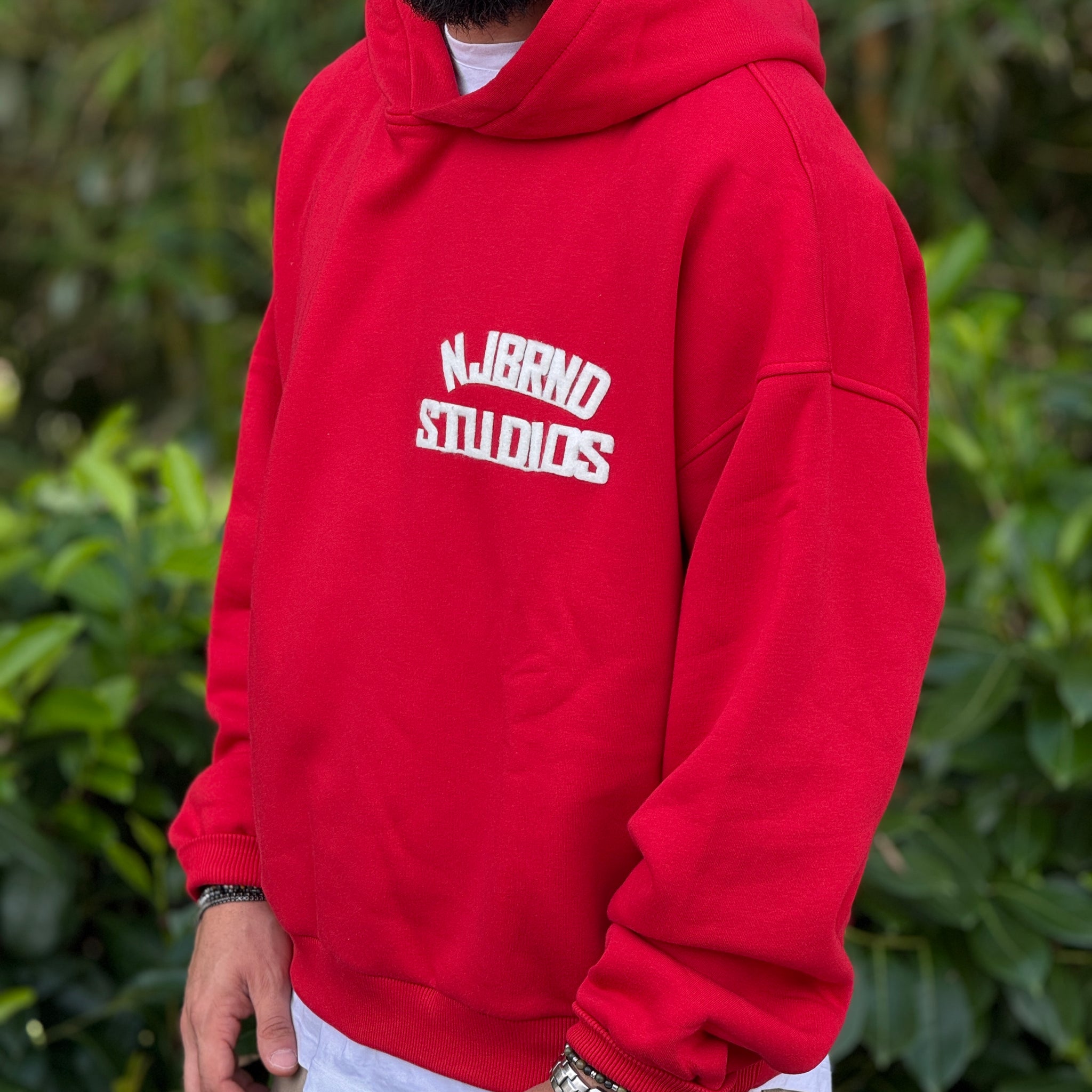Felpa oversize cappuccio studios rossa new job brand