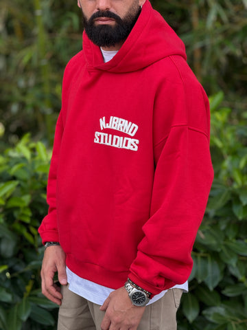 Felpa oversize cappuccio studios rossa new job brand