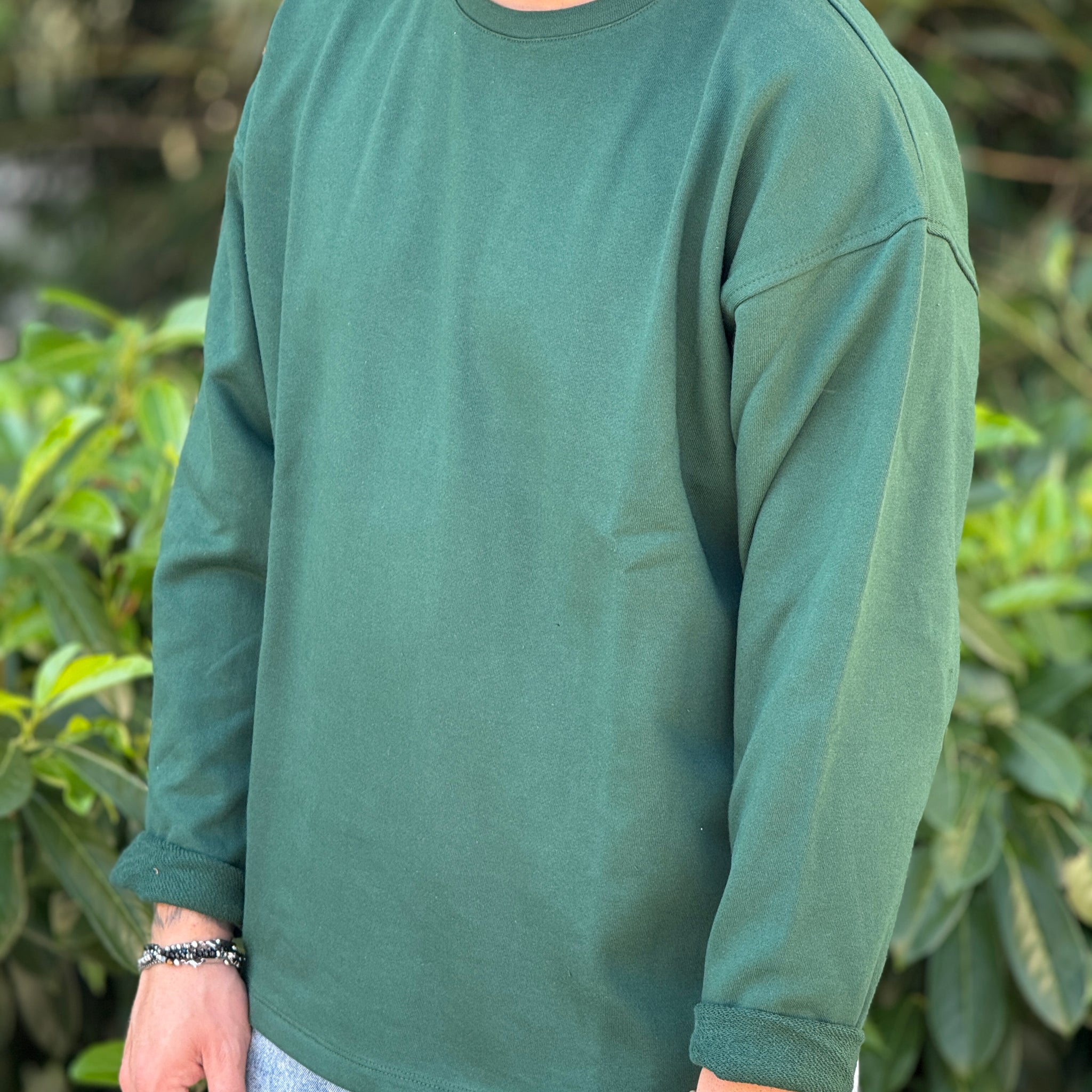 Felpa basic oversize cropped verde