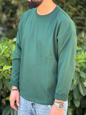Felpa basic oversize cropped verde