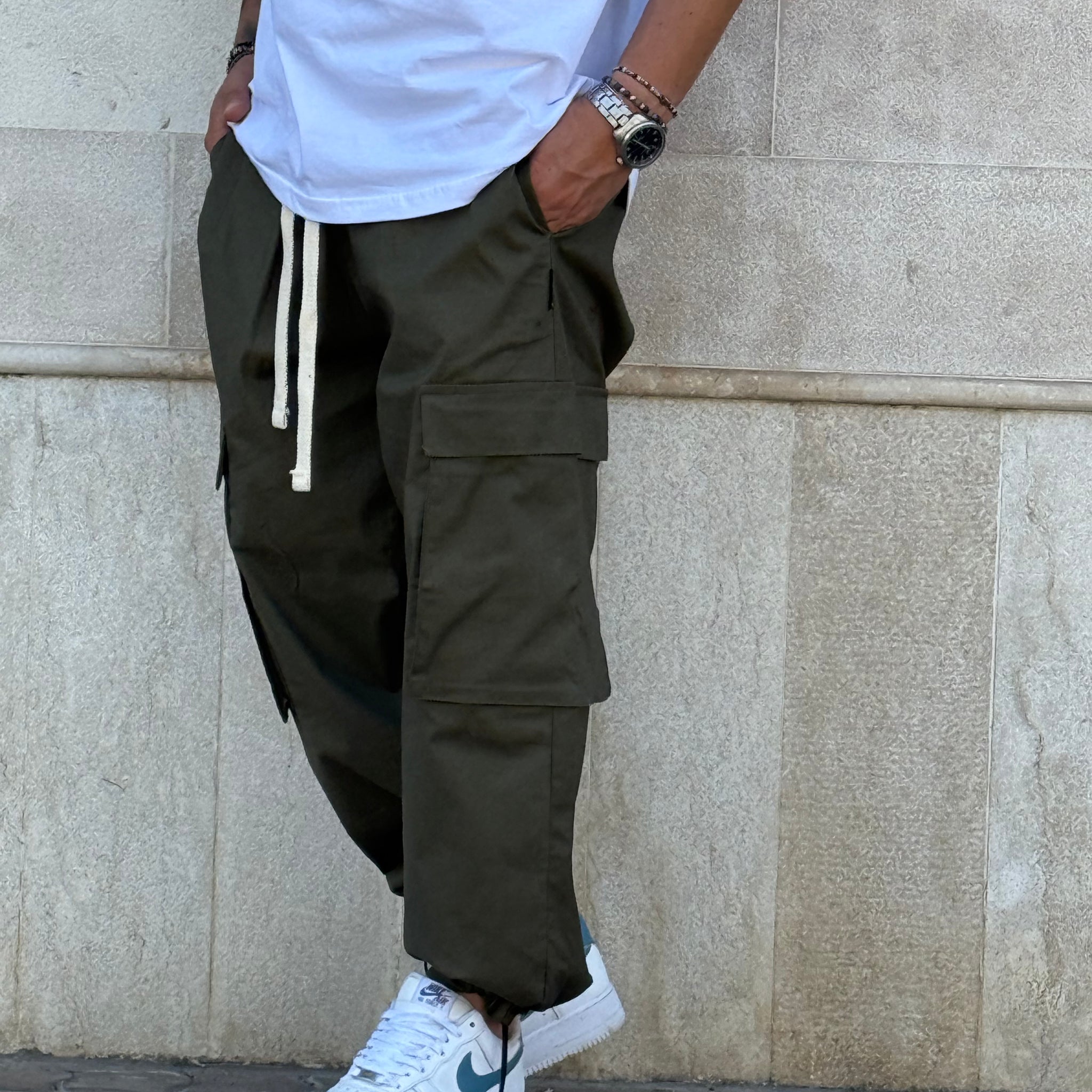 CARGO REGOLABILE VERDE MILITARE NEW JOB BRAND