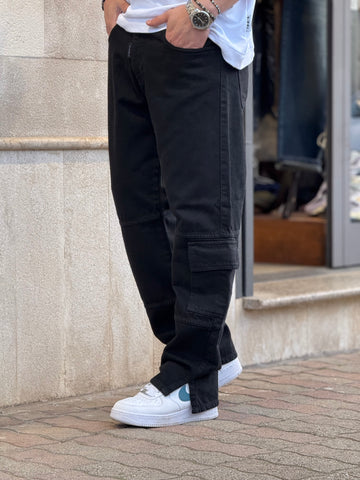 Jeans Cargo Spacchi Nero new Job Brand