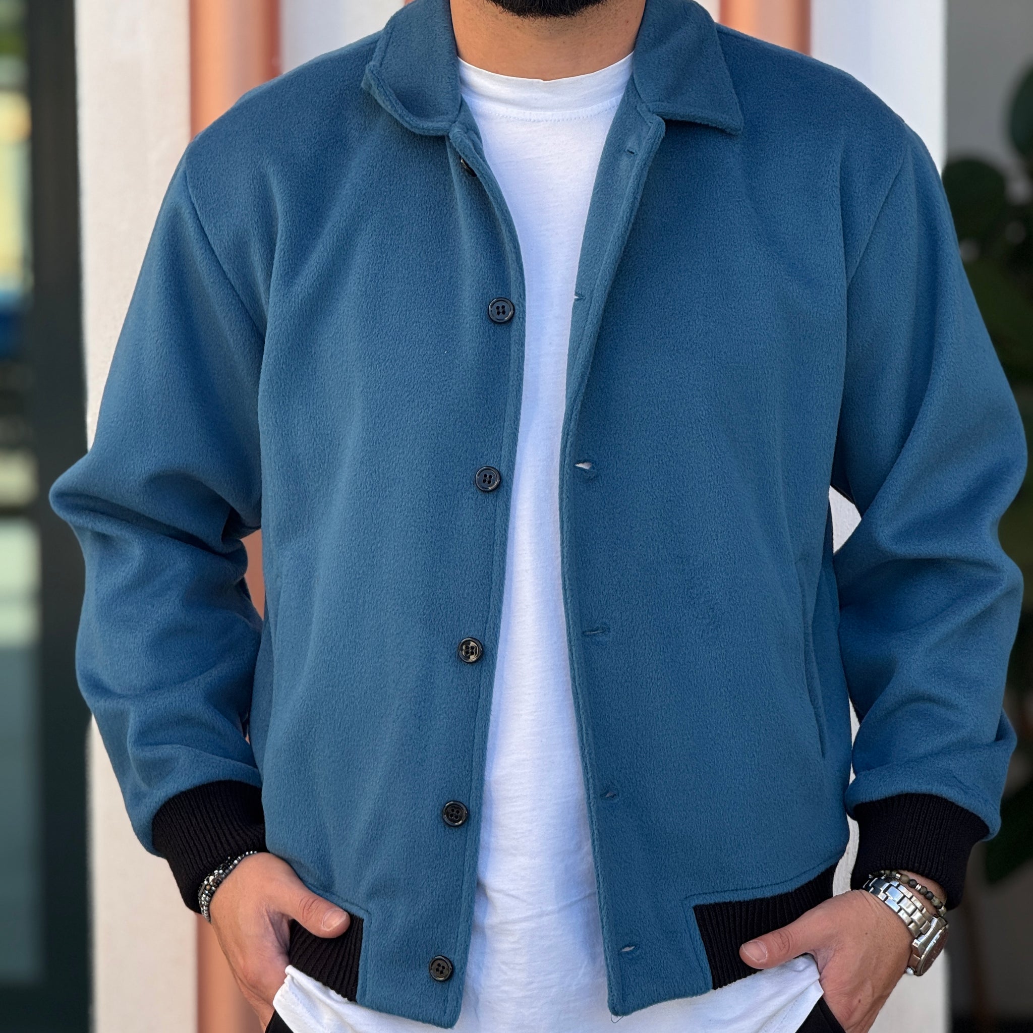 Giubbino Stoccolma ottanio in panno new job brand