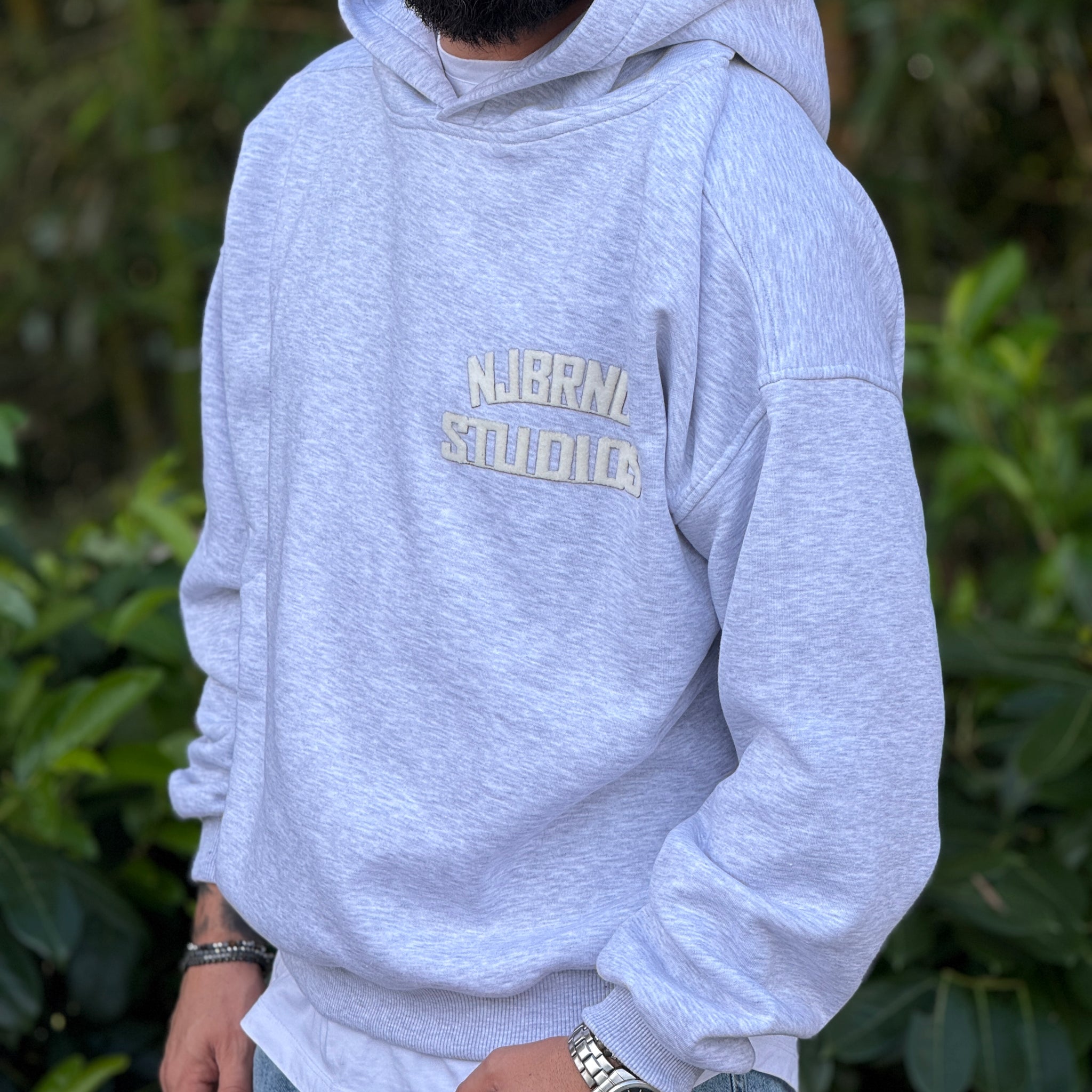 Felpa oversize cappuccio studios grigio new job brand
