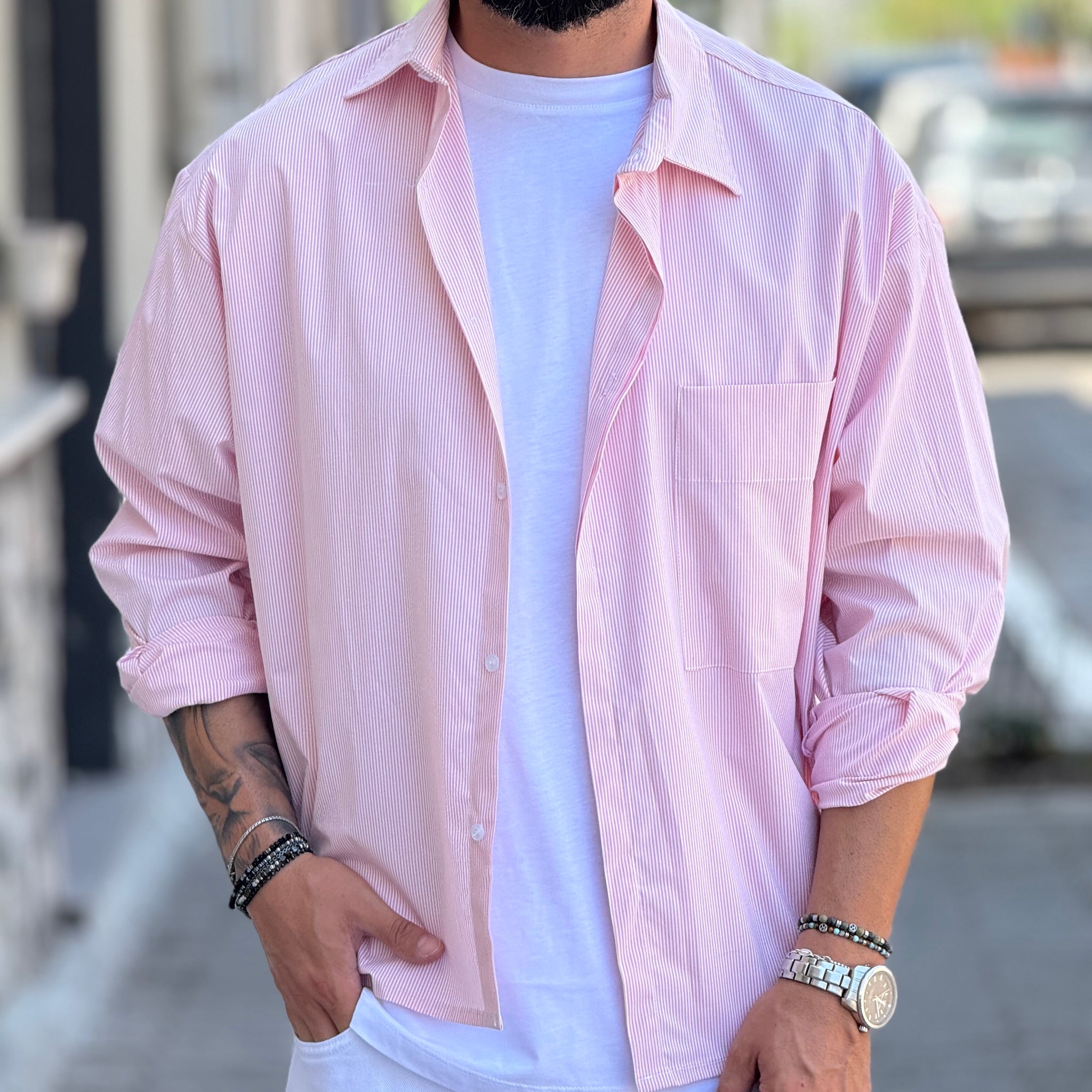 Camicia Rigata Rosa New Job Brand