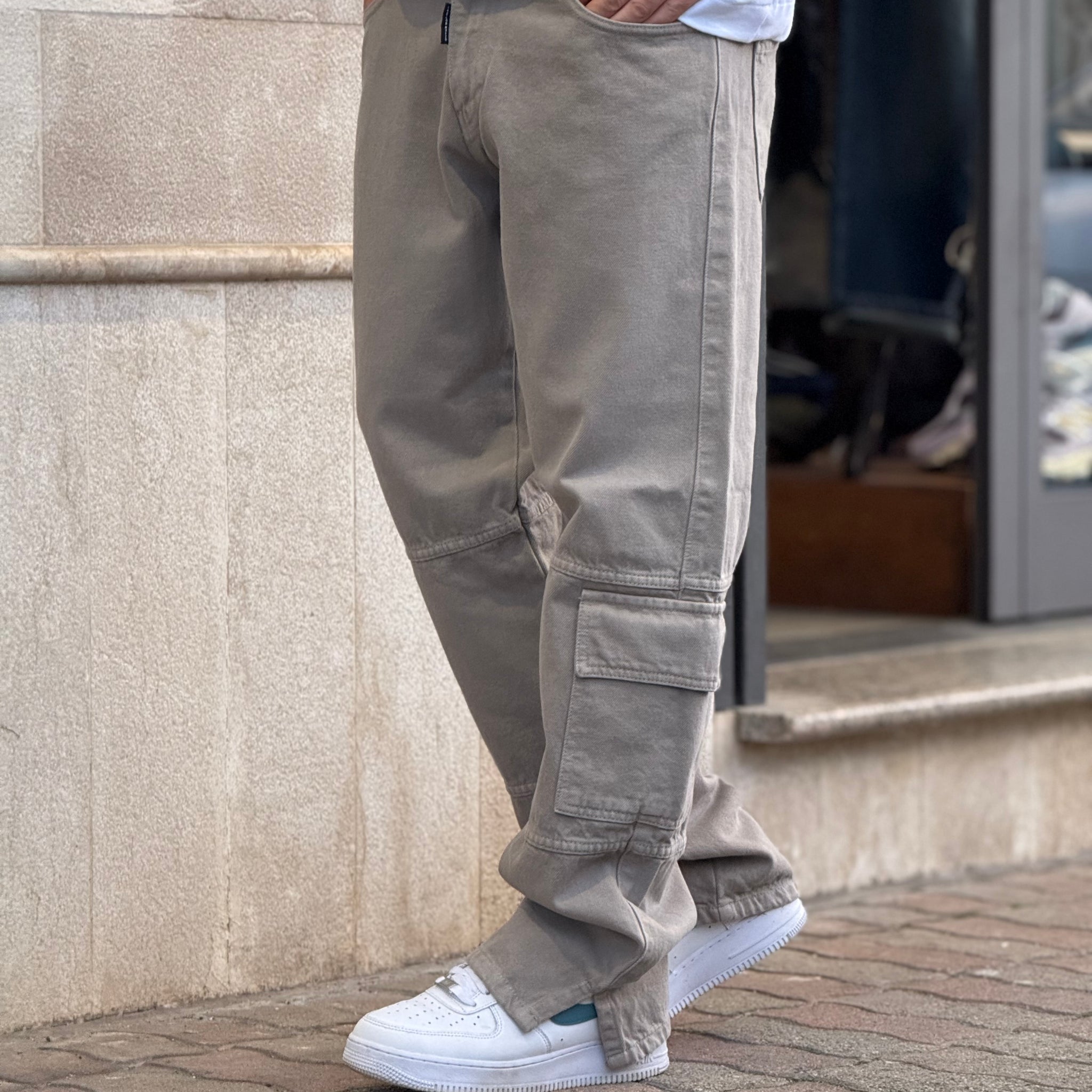 Cargo Jeans Spacchi New Job Brand Beige