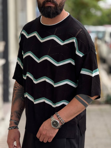 SHIRT IN FILO NERA ZIG ZAG NEW JOB BRAND