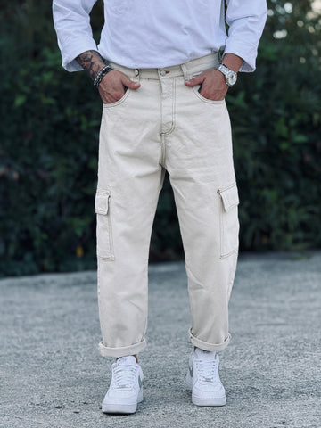 JEANS CANARIA CARGO TORRES ECRÚ NEW JOB BRAND