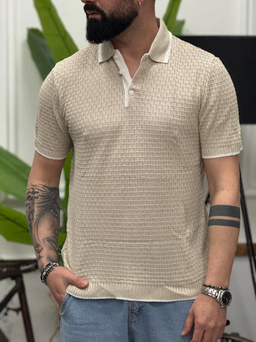 Polo beige in filo new job brand