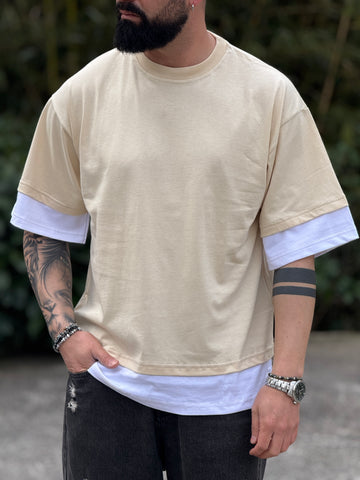 Shirt Over doppia manica avorio New Job Brand
