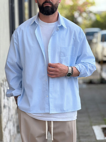 CAMICIA RIGATA IN CELESTE  NEW JOB BRAND