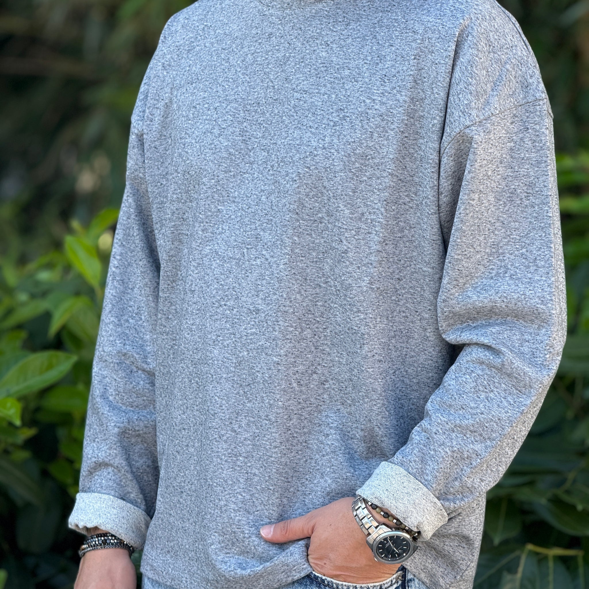 Felpa basic oversize cropped grigia