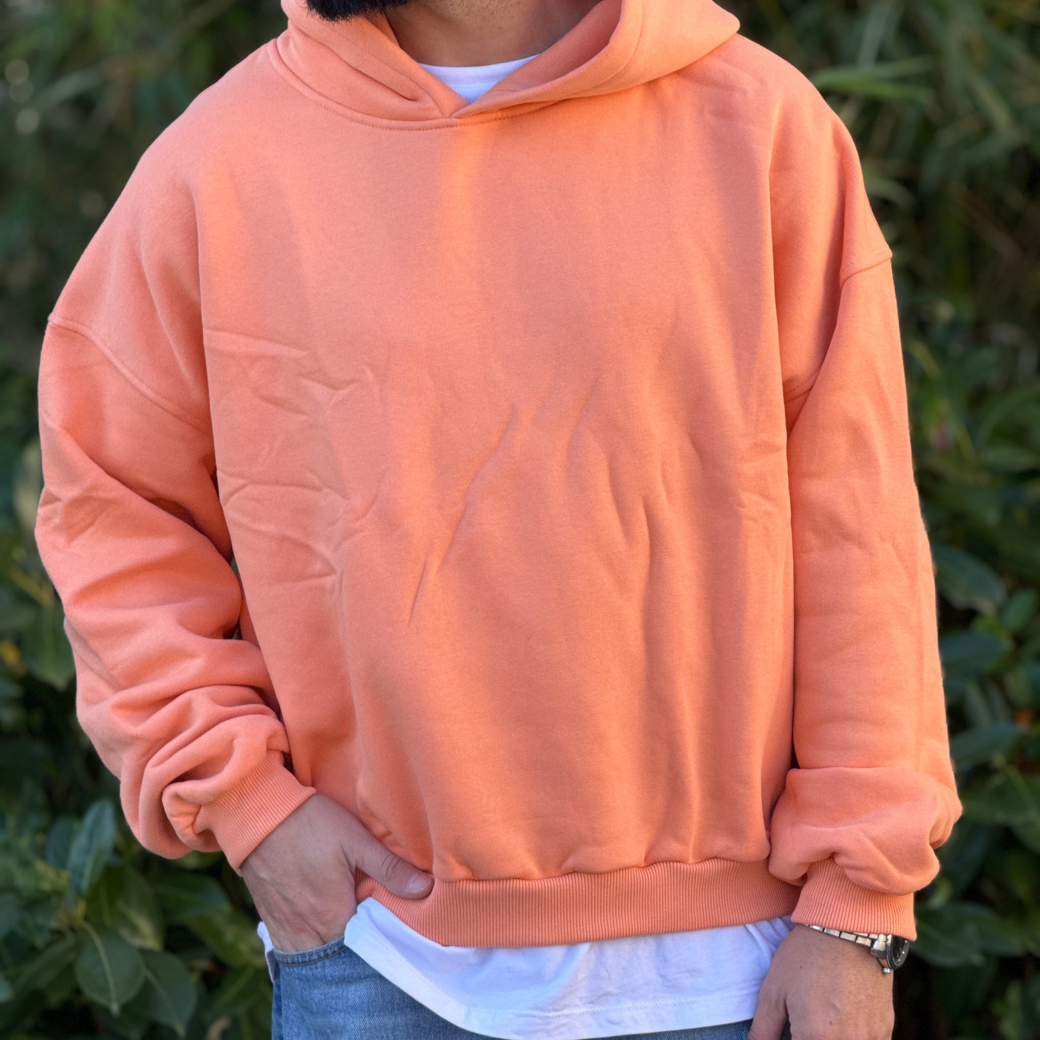 Felpa oversize  cappuccio  pesca  new job brand