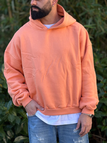 Felpa oversize  cappuccio  pesca  new job brand