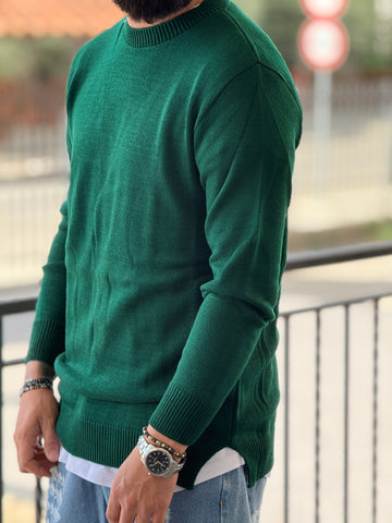 Pullover long fit verde bosco new job brand
