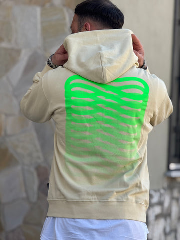 FELPA PROPAGANDA BEIGE CON LOGO FLUO