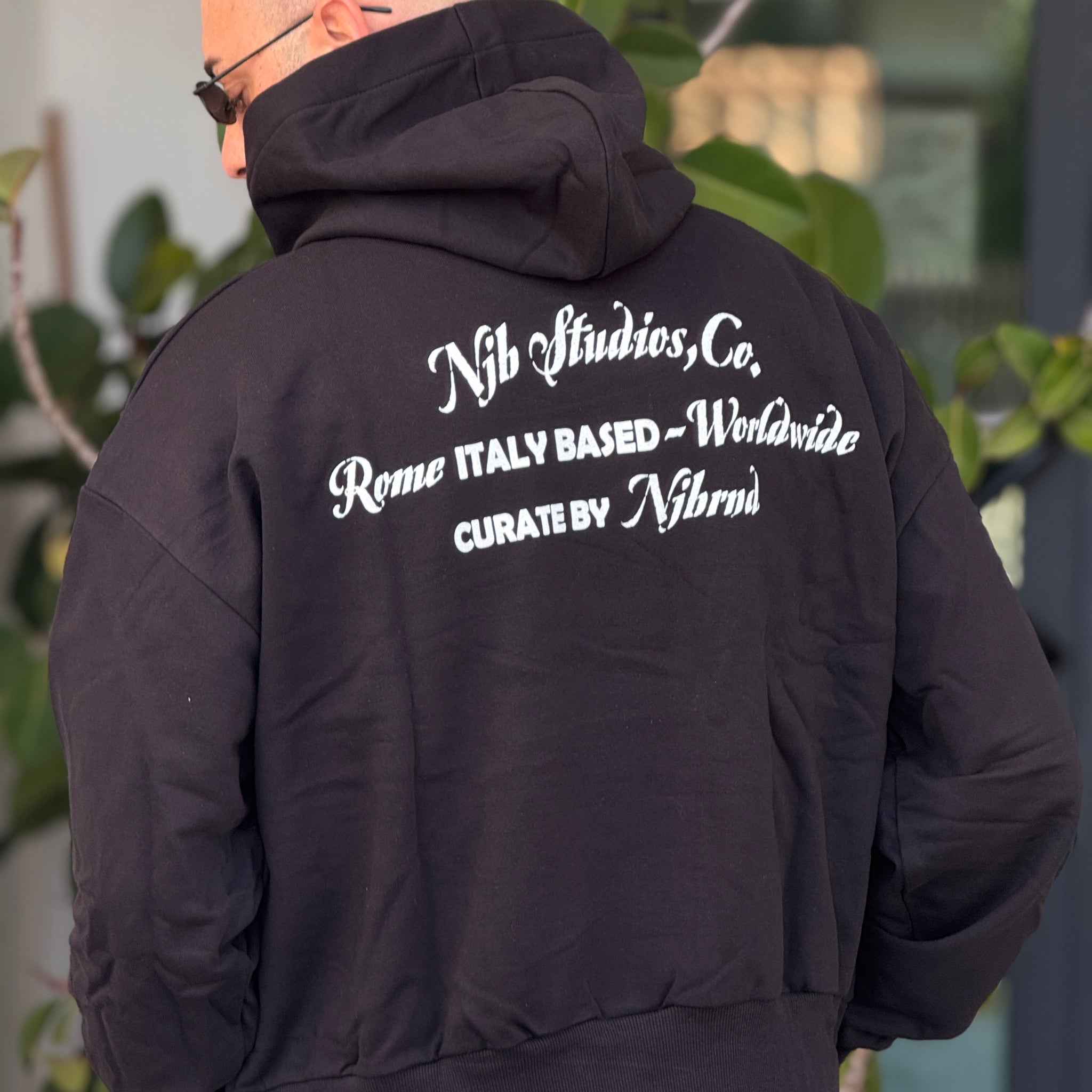 Felpa cappuccio logo nera new job brand