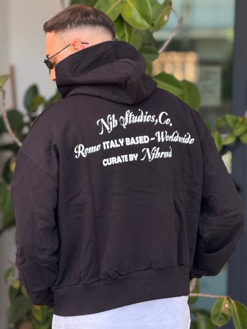 Felpa cappuccio logo nera new job brand