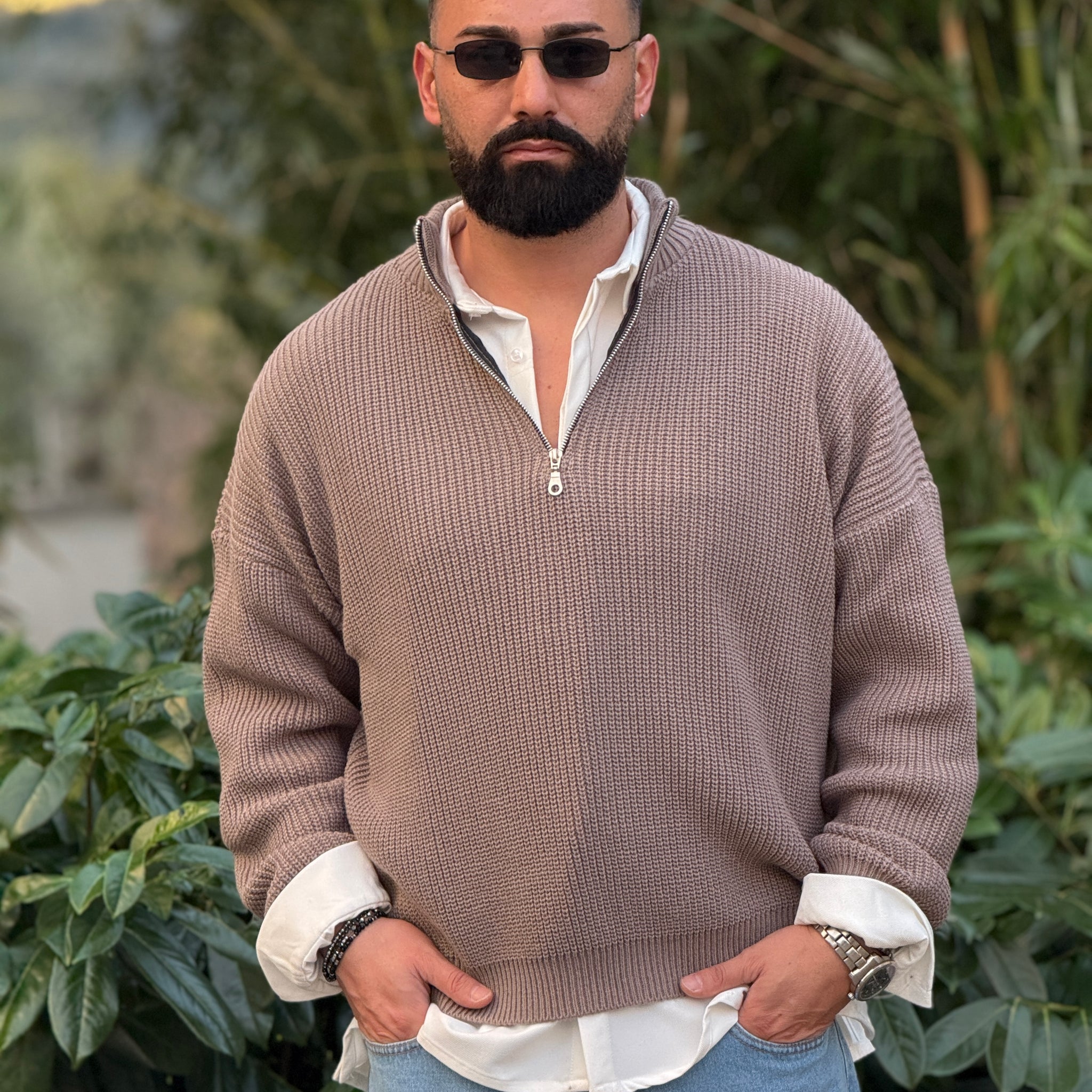 Pullover mezza zip violetto chiaro new job brand