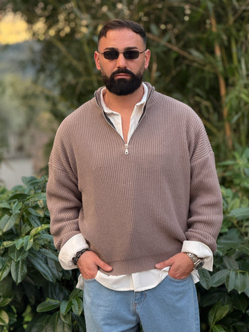 Pullover mezza zip violetto chiaro new job brand