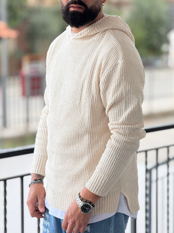 Pullover oversize cappuccio avorio  new job brand
