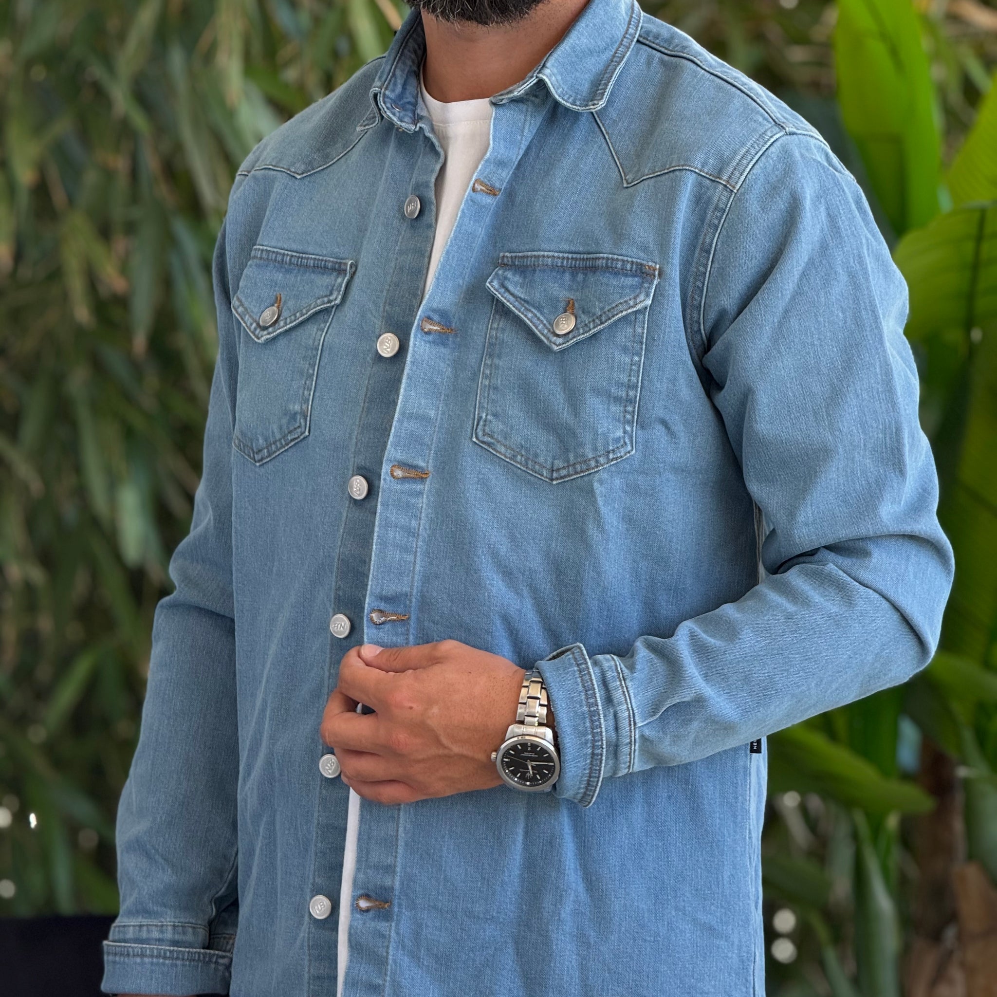 Camicia di jeans lavaggio chiaro new job brand