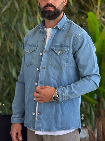 Camicia di jeans lavaggio chiaro new job brand