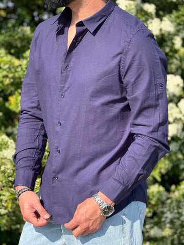 Camicia in lino blu Revame