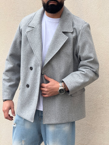 Cappotto cropped  doppiopetto grigio over new job brand