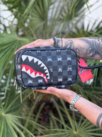 Pochette doppia sprayground Gray Peeking Character Check