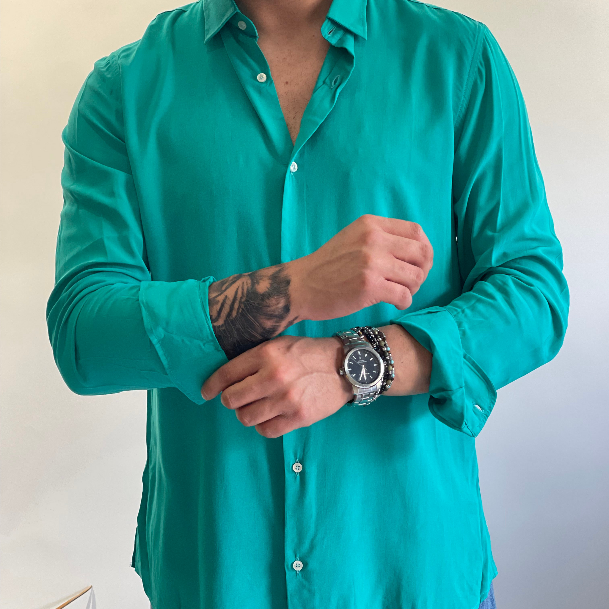 CAMICIA VISCOSA ACQUAMARINA