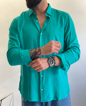 CAMICIA VISCOSA ACQUAMARINA