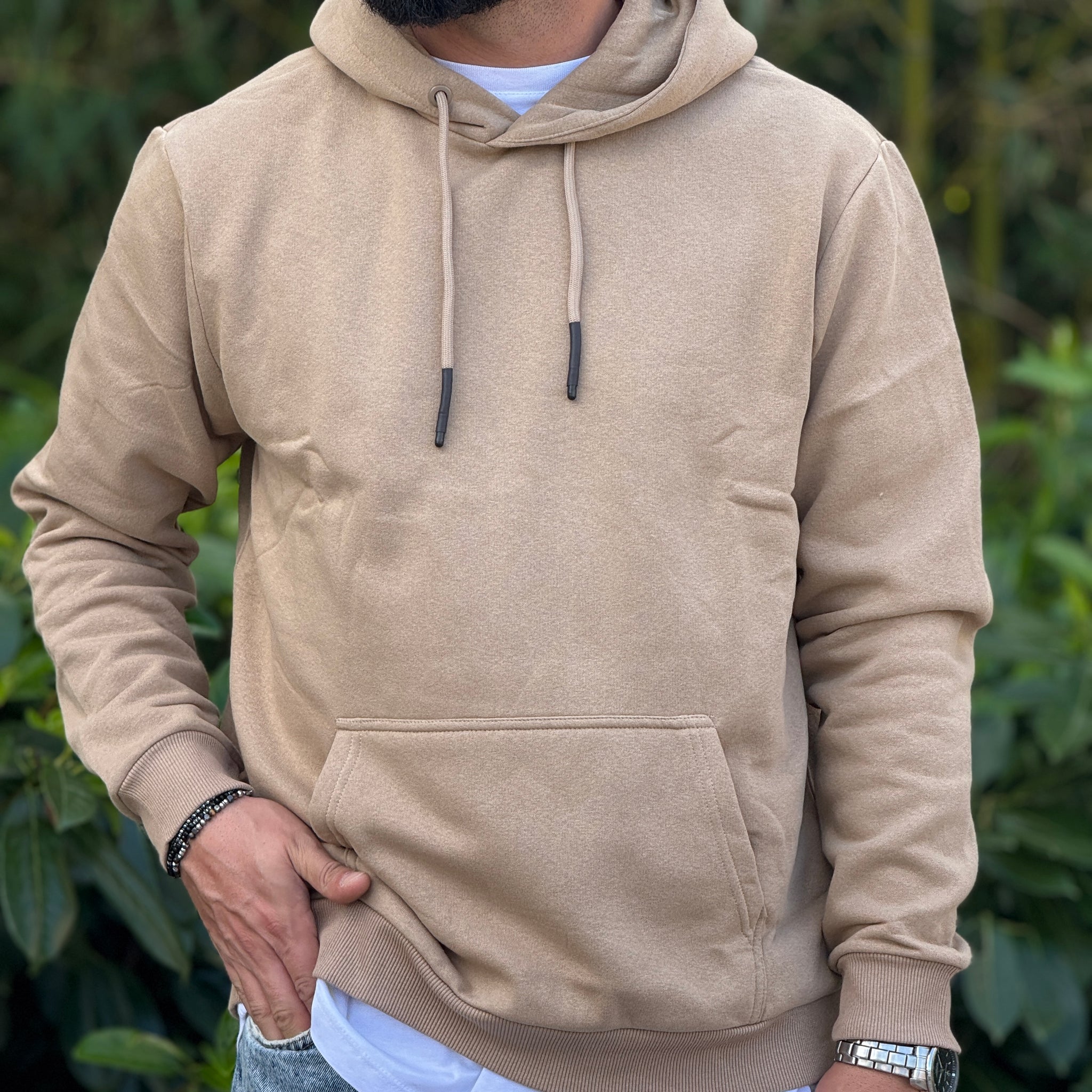 Felpa basic cappuccio beige