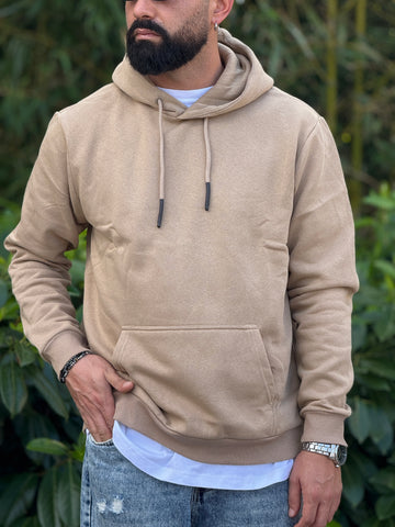 Felpa basic cappuccio beige
