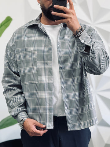 Camicia over grigio/riga blu  New Job Brand