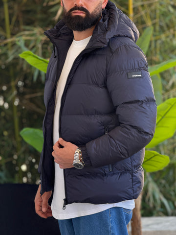 Bomber cappuccio blu new job brand