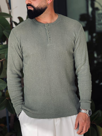 Shirt manica lunga serafino verde militare new job brand