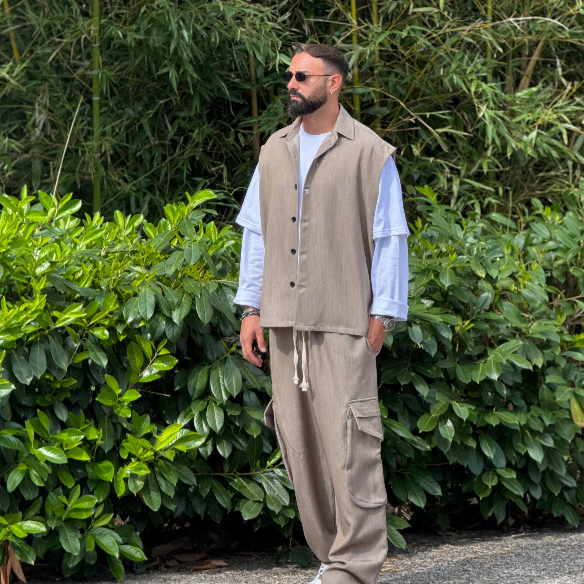 Coordinato relax smanicato  beige melange  New Job brand