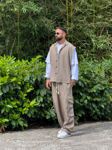 Coordinato relax smanicato  beige melange  New Job brand