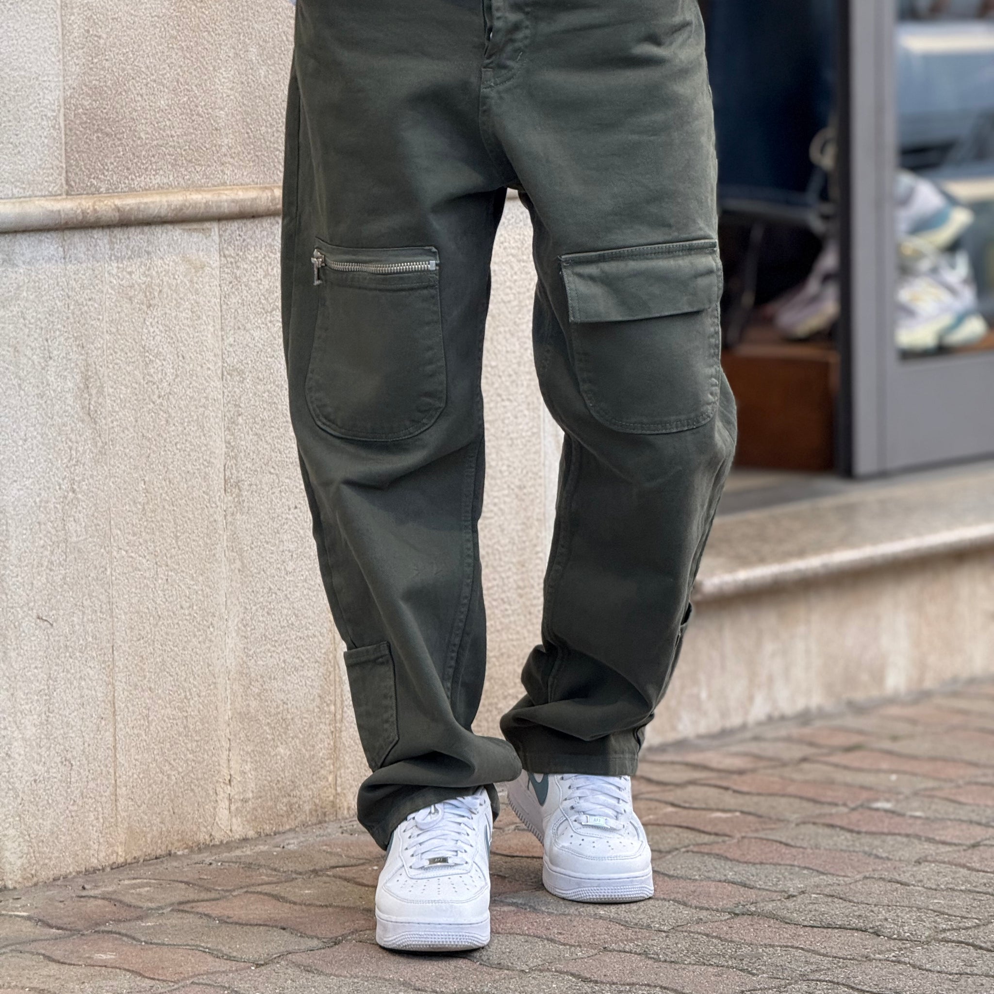 Jeans Zip Verde Militare New Job Brand