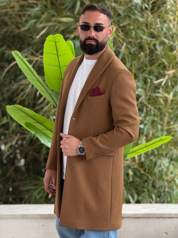 Cappotto lungo nido d’ape camel