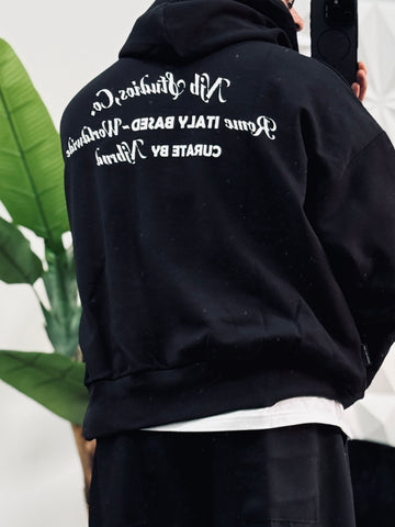 Felpa oversize cappuccio  nero logo new job brand