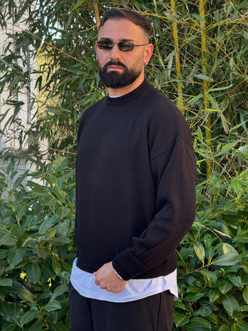 Pullover 9040 doppiocollo nero  new job brand