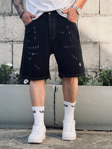 Bermuda jeans strappi nero new job brand