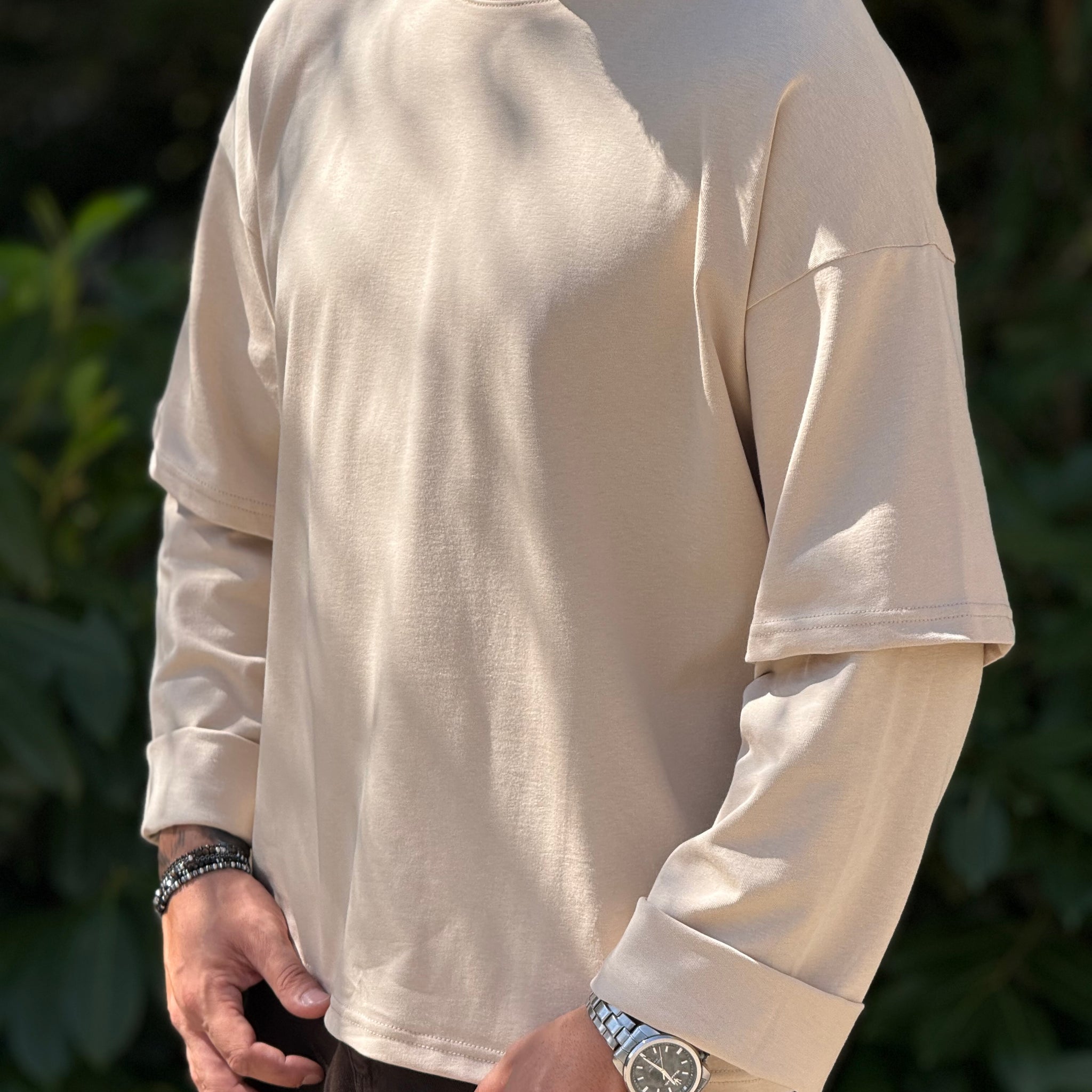 Shirt oversize cropped beige new job brand