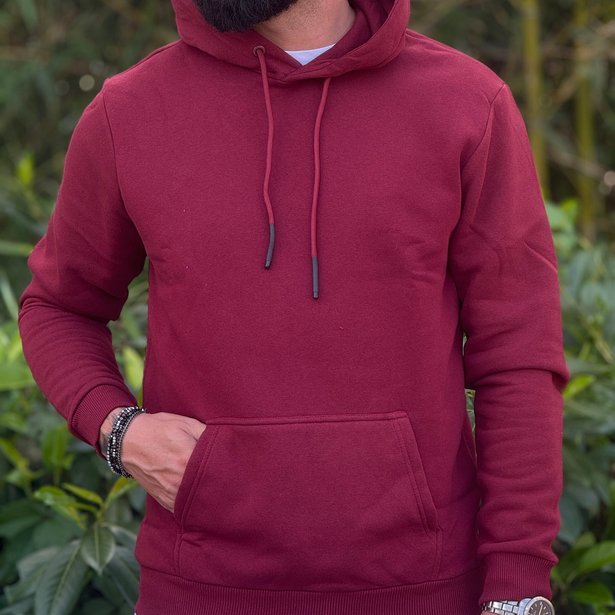 Felpa basic cappuccio bordeaux