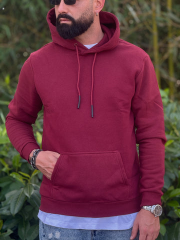 Felpa basic cappuccio bordeaux
