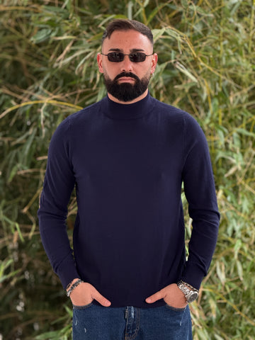 Pullover  mezzocollo blu navy new job brand